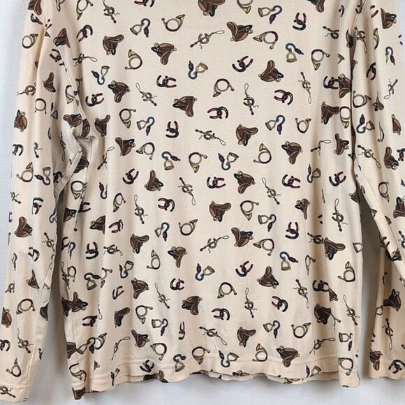 Talbot's Cotton Equestrian Print Turtleneck Vintage Size M - Picture 7 of 10